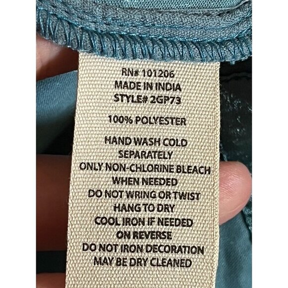 Soft Surroundings Floral Top L Blue Embroidery Tunic Boho Western Old Money Chic - Picture 11 of 12